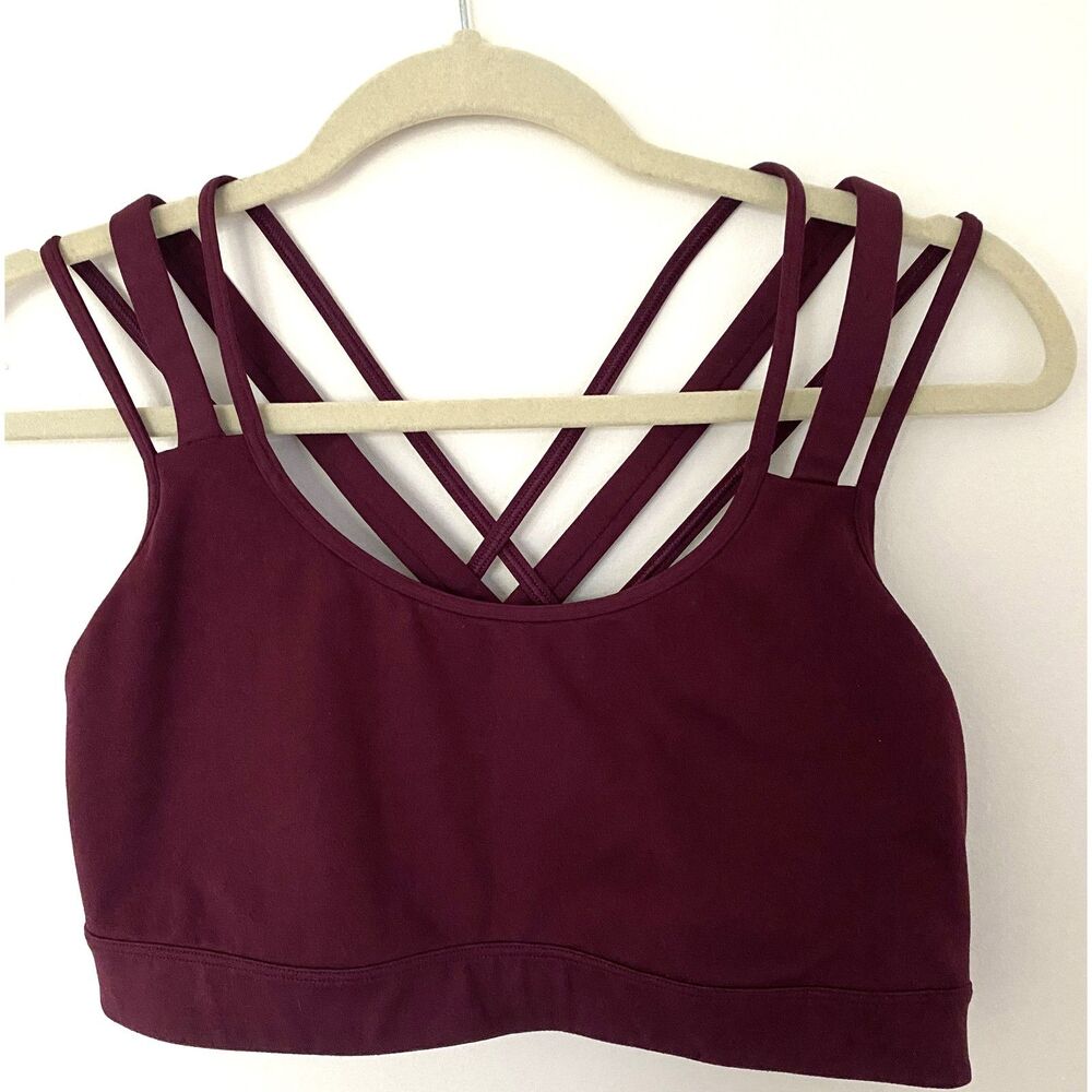 Victorias Secret Live On Point Strappy Back Sports Bra Wine Stretch Active No Sz